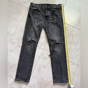 H&M Jeans Mens 33 Black Distressed Slim & Denim 5 Pocket Denim Grunge